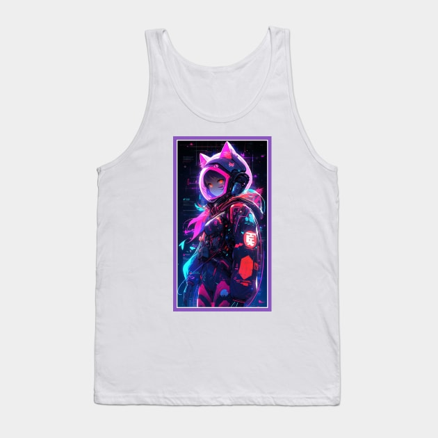 Anime Cute Cat Girl | Sci-Fi Manga Girl Anime Art Tank Top by AlNoah